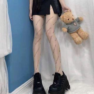 Lettering Sheer Stockings