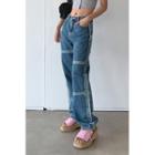 Fringed Contrast-trim Loose-fit Jeans
