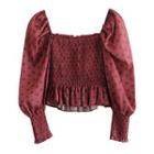 Lantern-sleeve Dotted Blouse / Maxi A-line Skirt