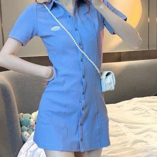 Polo Short-sleeve Plain Single-breasted Dress