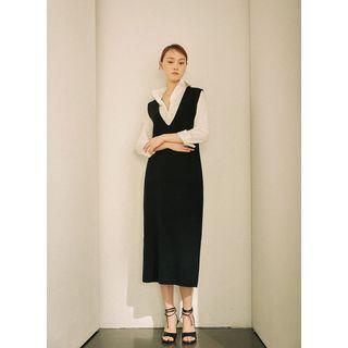 V-neck Slit-back Jumper Dress