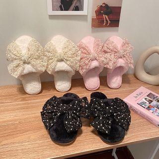 Floral Print Bow Slippers