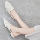 Genuine Leather Crossover Pointed Toe Mules
