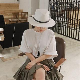 Drop-shoulder Slit-side Top