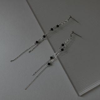 Faux Crystal Fringed Sterling Silver Earring 1 Pair - 925 Silver - Earring - Silver - One Size