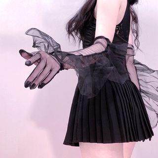 Mesh Flower Trim Gloves