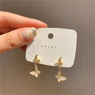 Butterfly Rhinestone Alloy Dangle Earring 1 Pair - Gold - One Size