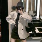 Plain Blazer / Spaghetti Strap Mini Sheath Knit Dress