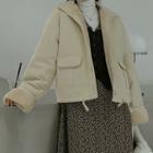 Fleece-lined Lapel Long-sleeve Jacket Beige - One Size