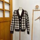 Plaid Cardigan Plaid - Almond & Black - One Size