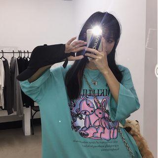 Printed Oversize 3/4-sleeve T-shirt