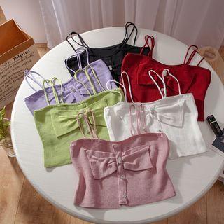 Bow Accent Cropped Knit Camisole Top