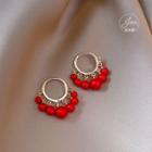 Bead Alloy Fringed Earring 1 Pair - Earring - Red - One Size