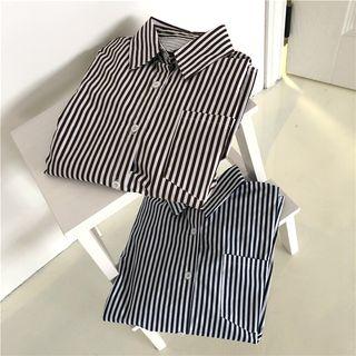 Striped Long-sleeve Loose-fit Shirt