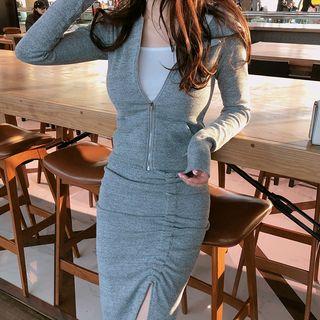 Set: Zip Hoodie + Slit Pencil Skirt