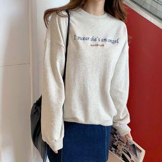 Letter-embroidered Drop-shoulder Sweatshirt