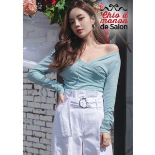Slim-fit Colored Wrap Top