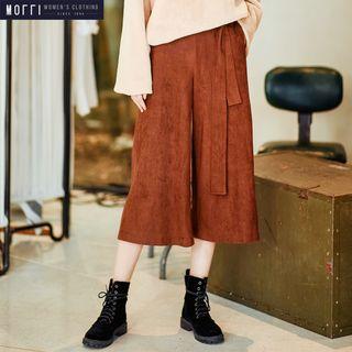 Faux-suede Wide-leg Crop Pants