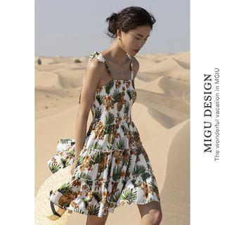 Flower Print Sleeveless Mini A-line Chiffon Dress