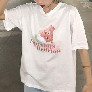 Lettering Watermelon Print T-shirt