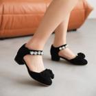 Rhinestone Ankle-strap Chunky-heel Shoes