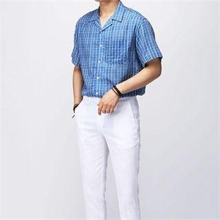 Open-placket Striped Seersucker Shirt
