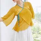 V-neck Tie-strap Chiffon Top