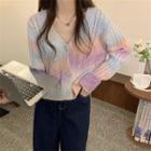 V-neck Cable Knit Gradient Cardigan