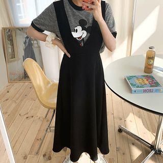 Plunge-neck Flared Maxi Jumper Dress