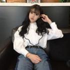 Embroidered Puff-sleeve Loose-fit Blouse