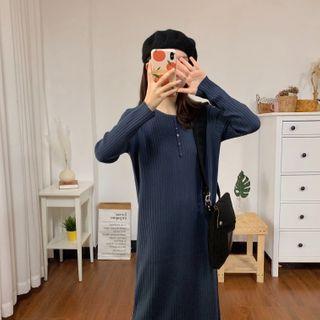 Henley Rib Knit Midi Dress