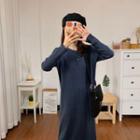 Henley Rib Knit Midi Dress