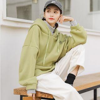 Mock Two-piece Lettering Oversize Hoodie