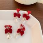 Flocking Bow Faux Crystal Dangle Earring
