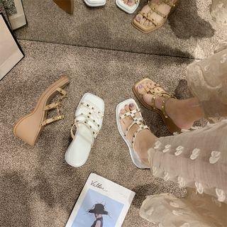 Studded Wedge Heel Slide Sandals