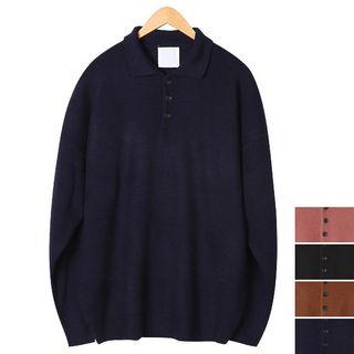 Collared Boxy-fit Knit Top