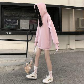Ribbon Trim Hoodie Pink - One Size