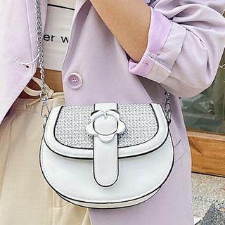 Flower Buckle Rhinestone Crossbody Bag