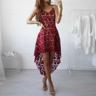 Crochet Spaghetti Strap Dip Back Dress