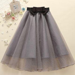 High-waist Bow Organza Skirt