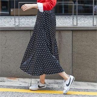 Polka-dot Velvet Maxi Skirt