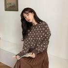 Round-neck Patterned Cropped Sweater