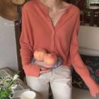 Buttoned Knit Top Peach Pink - One Size