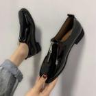 Square-toe Chunky Heel Zip-up Shoes