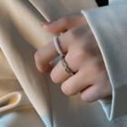 Set Of 2: Alloy Ring + Faux Pearl Ring Set Of 2 - Alloy Ring & Faux Pearl Ring - Silver - One Size