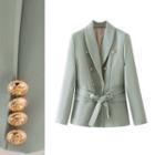 Double Breasted Blazer With Sash
