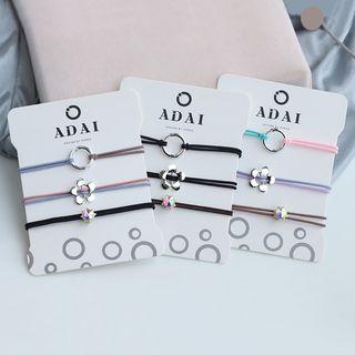 Set Of 3: Hoop / Floral / Rhinestone Layered Hair Tie