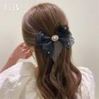Fringed Bow Hair Clip Black - One Size