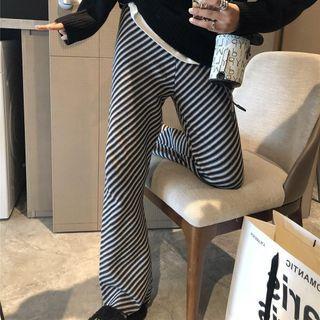 Striped Wide Leg Pants Striped - Black & White - One Size