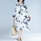 Long-sleeve Print T-shirt Dress As Shown In Figure - One Size